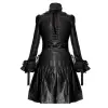 Womens Victorian Style Leather Coat Black Unique Gothic Long Coat
