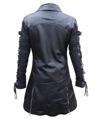 Men Gothic Leather Coat Lambskin Real Leather Goth Jacket