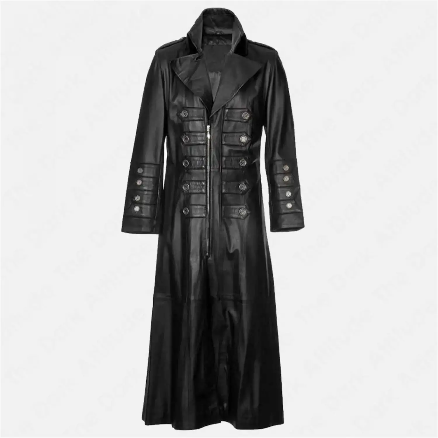 Steampunk Long Leather Coat Men's | Military Style Genuine Leather Coat Steampunk Long Leather Coat Men's | Military Style Genuine Leather Coat