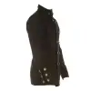 Men's double-breasted gothic military jacket, black trench coat with officer-inspired buttons and structured fit.