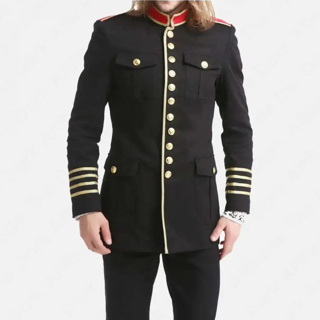 Gothic Military Officers Coat - Golden Buttons & Bands Blazer Gothic Military Officers Coat - Golden Buttons & Bands Blazer