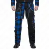 Blue plaid gothic punk Cargo Pants with chains and D-rings.