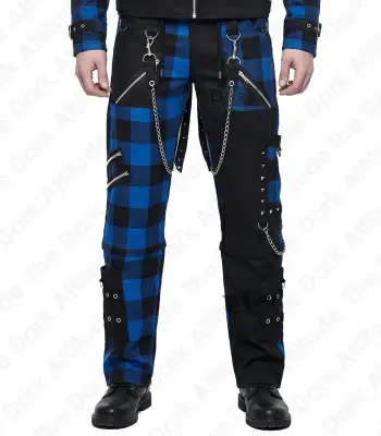 Tartan Blue Plaid Gothic Punk Pants