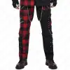 Red checked Gothic Punk Pants with chain and straps