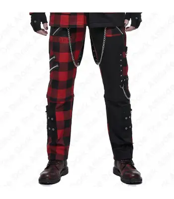 Red Checked Gothic Punk Plaid Pants 