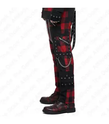 Red Checked Gothic Punk Plaid Pants 