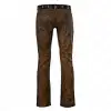 Brown Distressed Leather Bootcut Biker Pant Gays Club Slim Fit Wax Pant