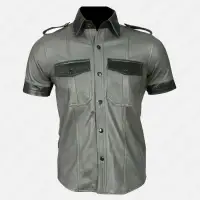 Olive Green Leather Shirt