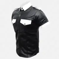 Police Officer Black Leather Shirt