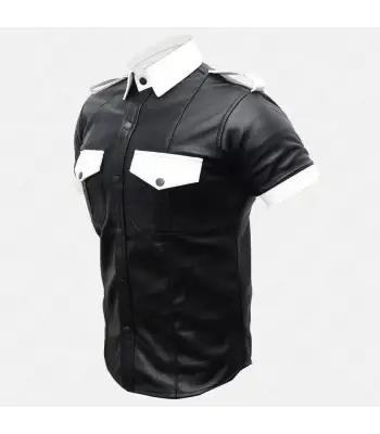 Police Officer Black Leather Shirt