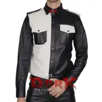 Two-Tone Black and White Leather Shirt