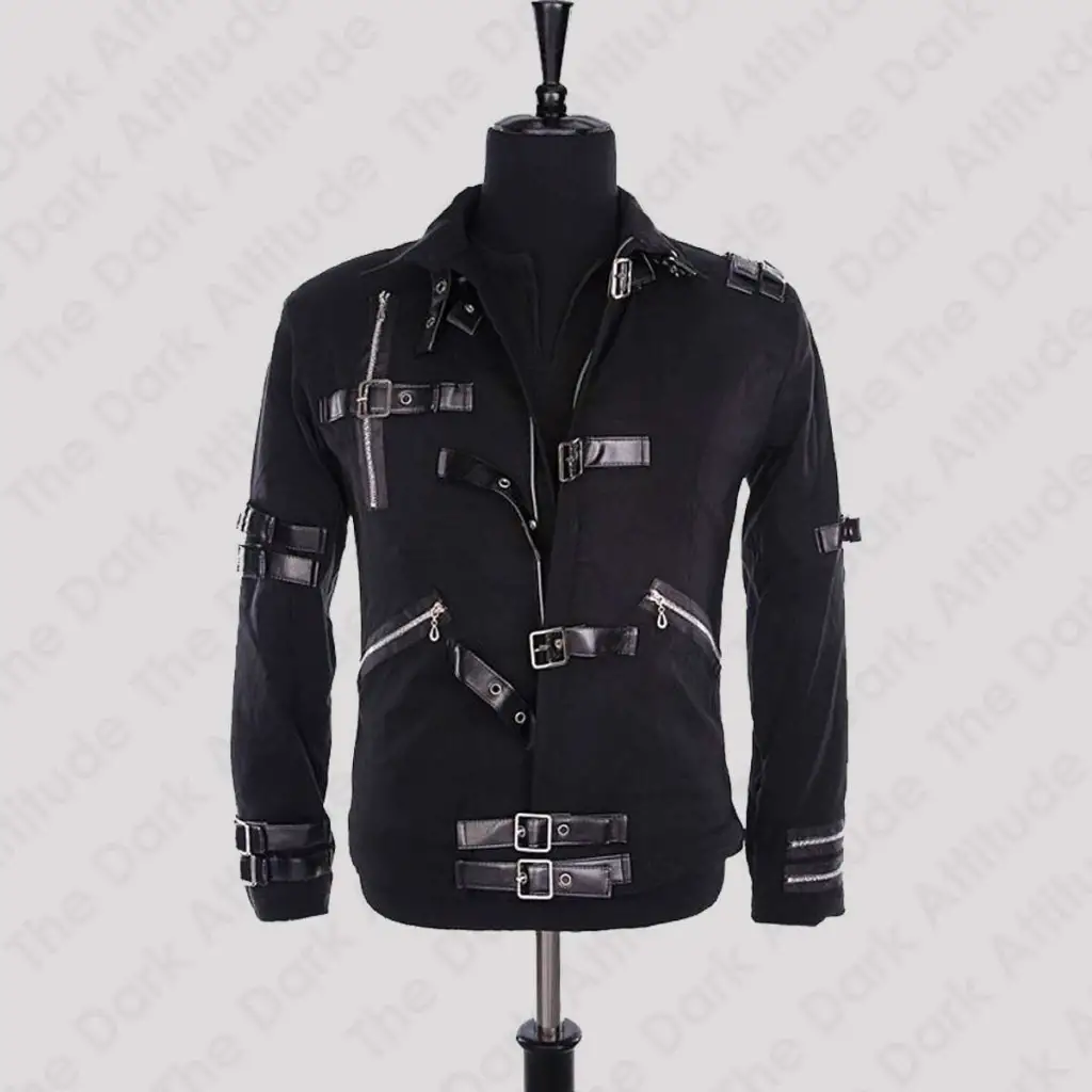 Men's Black Gothic MJ Buckles Bad Jacket – Punk Rock Style Jacket - Image 3
