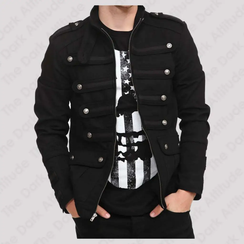Men Gothic Military Officer Jacket Vintage Army Jacket - Image 5