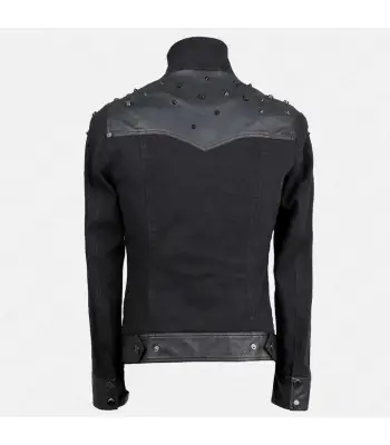 Punk Black Studded Jacket Gothic Military Officer Coat