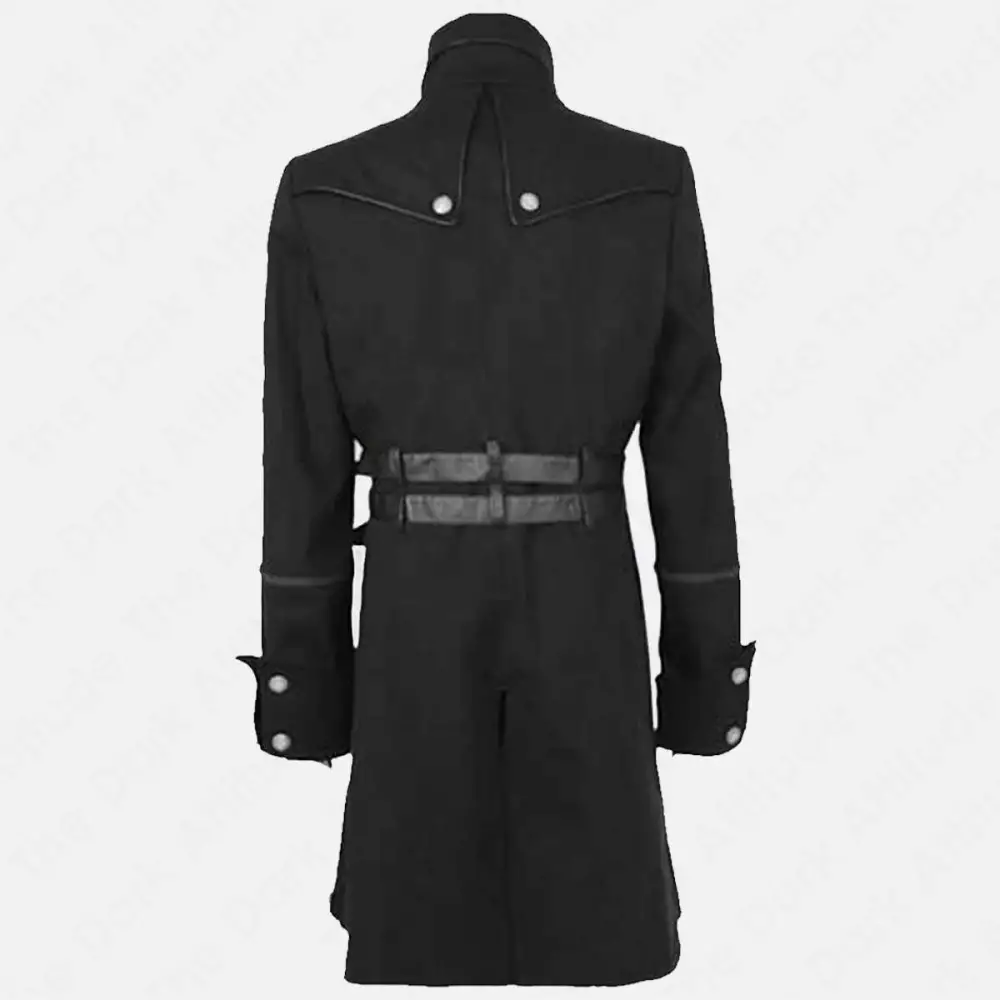Military Officers Gothic Coat Men Double Breasted Belt Coat