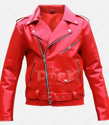 RED EMO WET Look Jacket