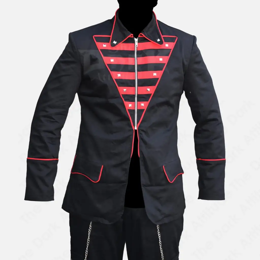 Men's Black Gothic Military Parade Jacket – EMO Style - Image 5