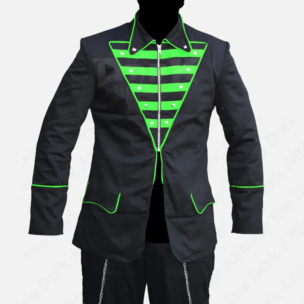 Men's Black Gothic Military Parade Jacket – EMO Style - Image 3
