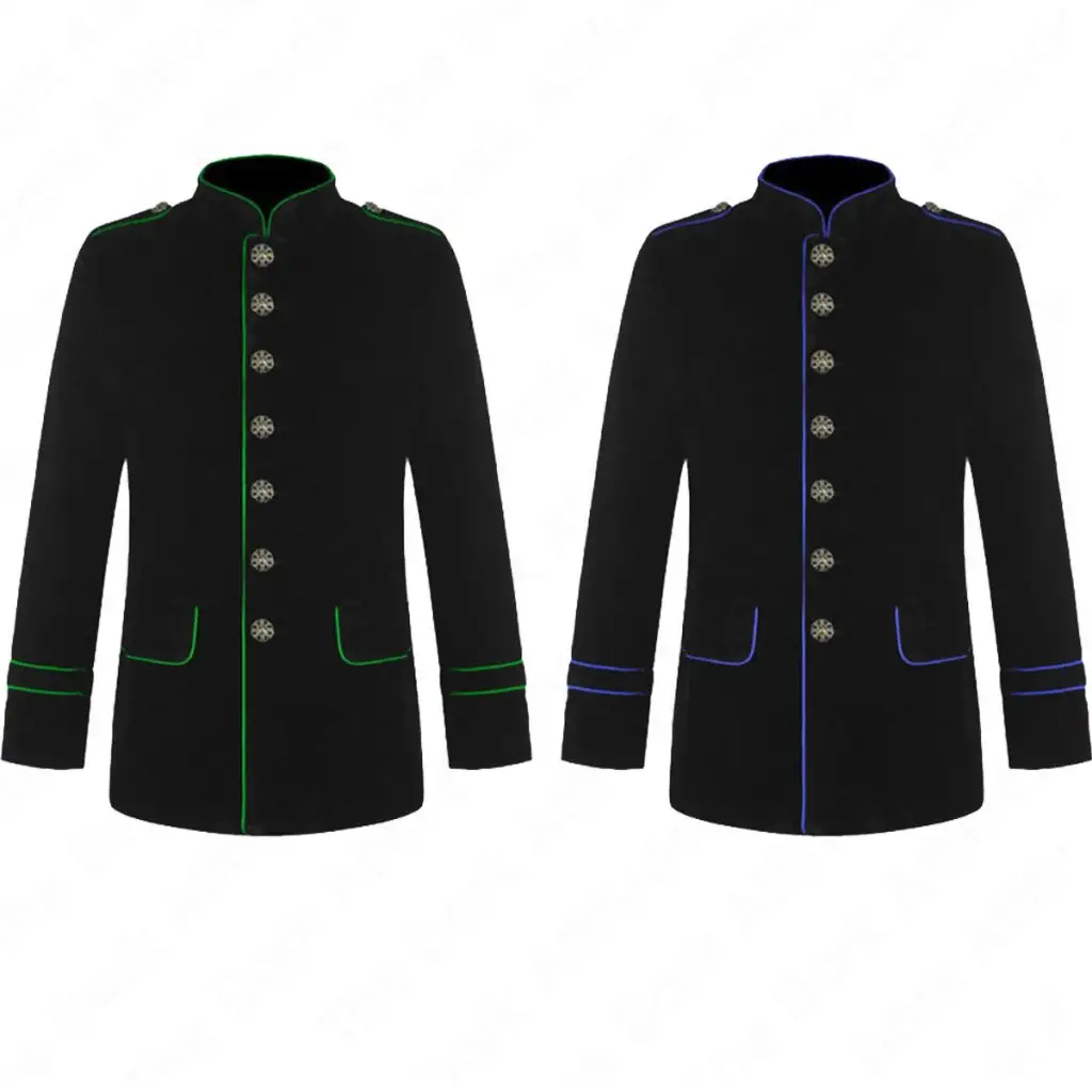 Steampunk Victorian Military Band Jacket - Blue Piping - Image 3