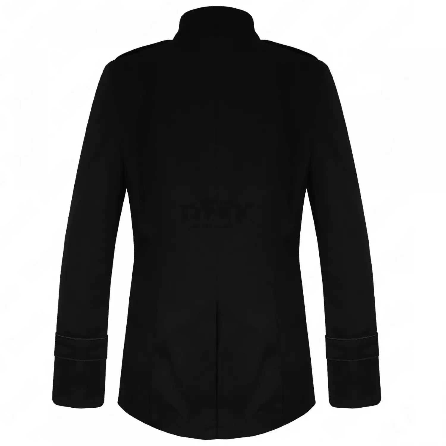 Men's black military drummer jacket with double breasted buttons and high collar