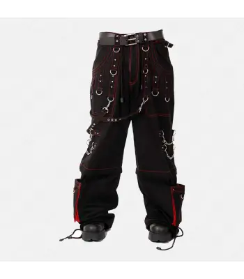 Gothic Baggy Bondage Alt Pant Red Threads Cargo Trouser Trans Shorts