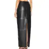 Black Genuine Leather Pencil Maxi Skirt Full Length High Waist Skirt