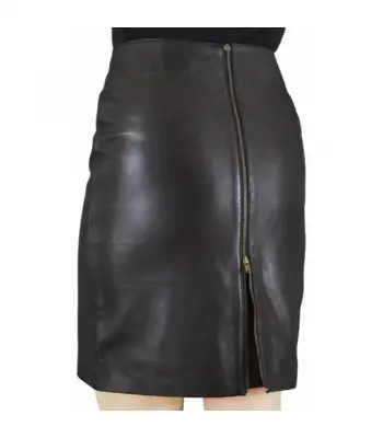 Elegant Back Zipper Sexy Tight Fit Leather Pencil Skirt