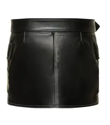 Sexy Chic Black Mini Genuine Leather Skirt