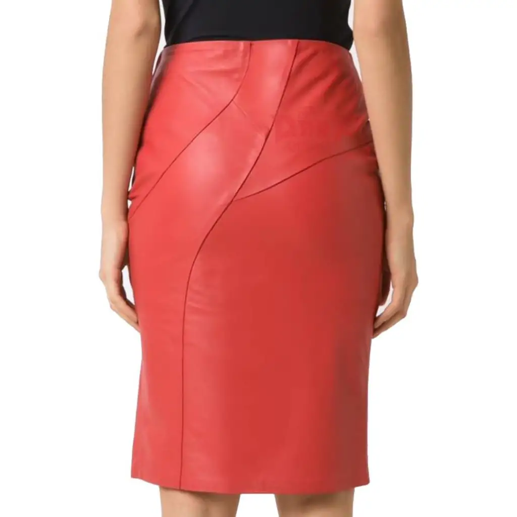 Leather Pencil Mini Skirt With Back Zipper