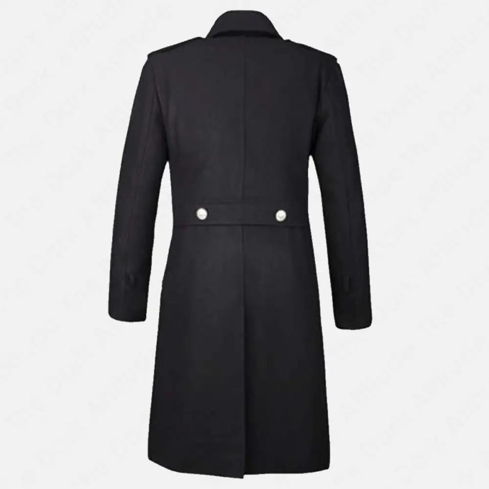 Gothic Military Officer Trench Coat | Men Double Breasted Overcoat