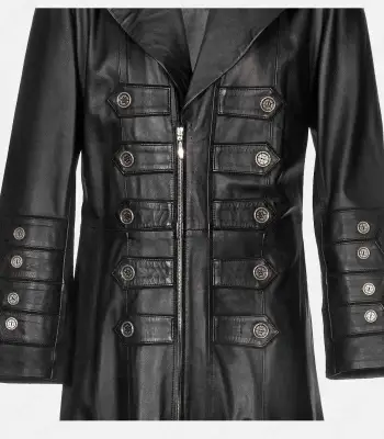 Goth Military Long Leather Buckle Trench Coat