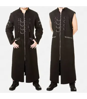 Men Gothic Hellraiser Pinhead Punk Long Coat 