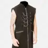 Men Gothic Hellraiser Pinhead Punk Long Coat | Chains D-rings Full Length Goth Coat