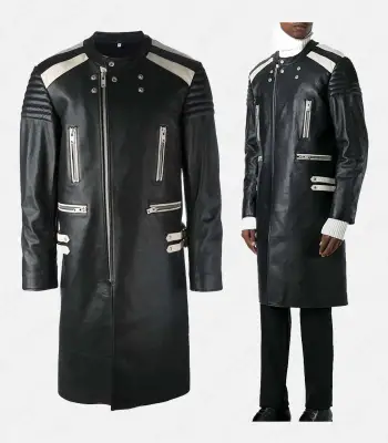 Contrast Panel Cyberpunk Leather Coat