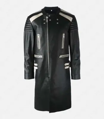 Contrast Panel Cyberpunk Leather Coat