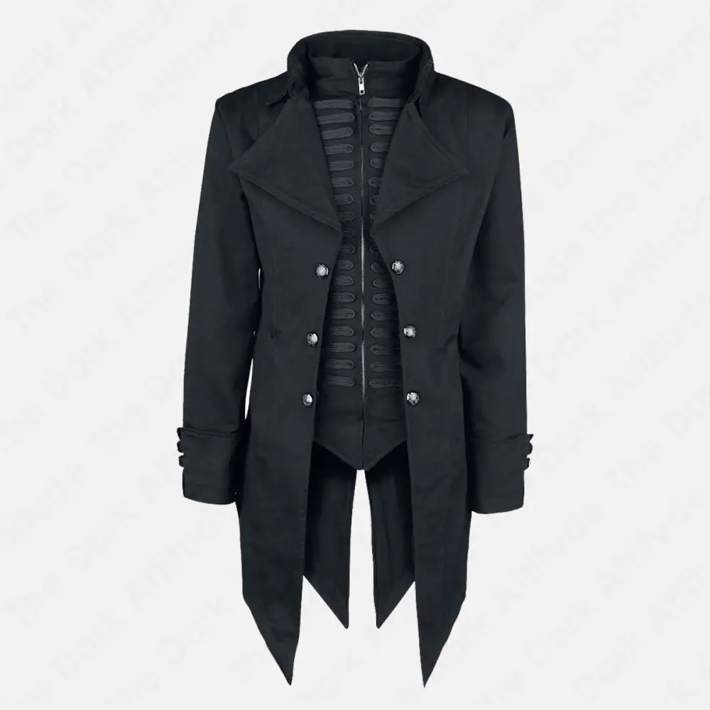 Men Steampunk Tailcoat Victorian Gothic Trench Double Breast Coat | The Dark Attitude