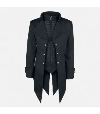 Men Steampunk Tailcoat Victorian Gothic Trench Double Breast Coat