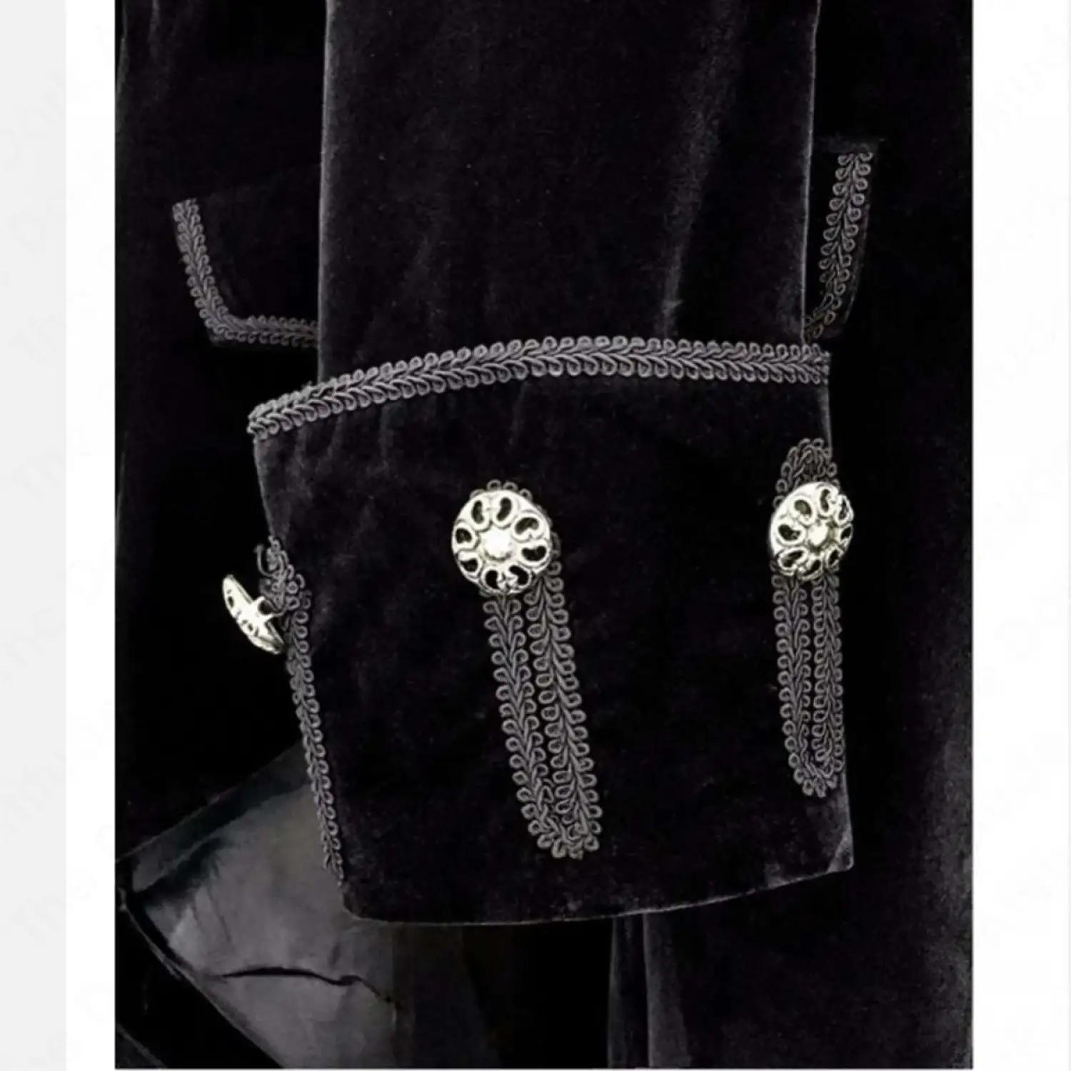 Men’s Pentagram Velvet Frock Coat – Red Black Gothic Steampunk Design Men’s red black gothic velvet frock coat with pentagram steampunk design