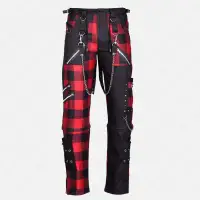 Split Leg Red Plaid Punk Pants