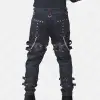 Bondage Chains Buckle Pant Red Threads Gothic Cross Zip Jeans