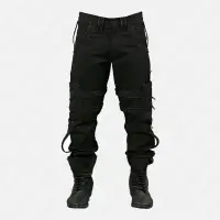 Industrial Gothic Black Pants with Straps
