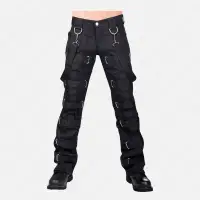 Men's  Black Gothic Industrial Strap Pants 