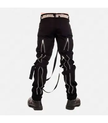 Punk Rock Zipper Pant Gothic Straps Black Cotton Fetish Pant