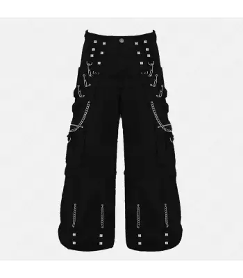 Men Bondage Chains Pant EMO Punk Rock Studded Black Trouser