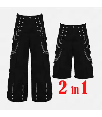 Men Bondage Chains Pant EMO Punk Rock Studded Black Trouser