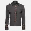 Steampunk Buckle Shirt Men Gothic Full Arms Black Cotton Shirt