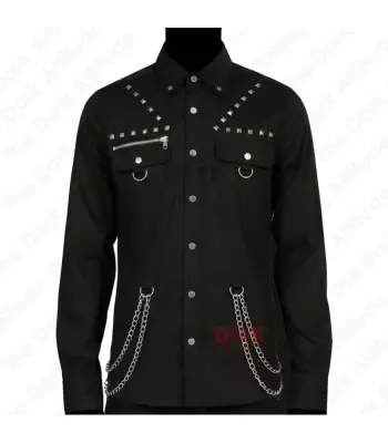 Men's Gothic Punk Studded Black Shirt