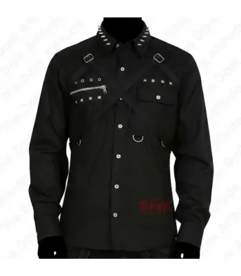Men's Gothic Punk Studded Black Shirt