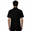 Gothic black contrast stitch short sleeve shirt with metal buttons