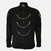Men's Black Gothic Military Shirt with Chains